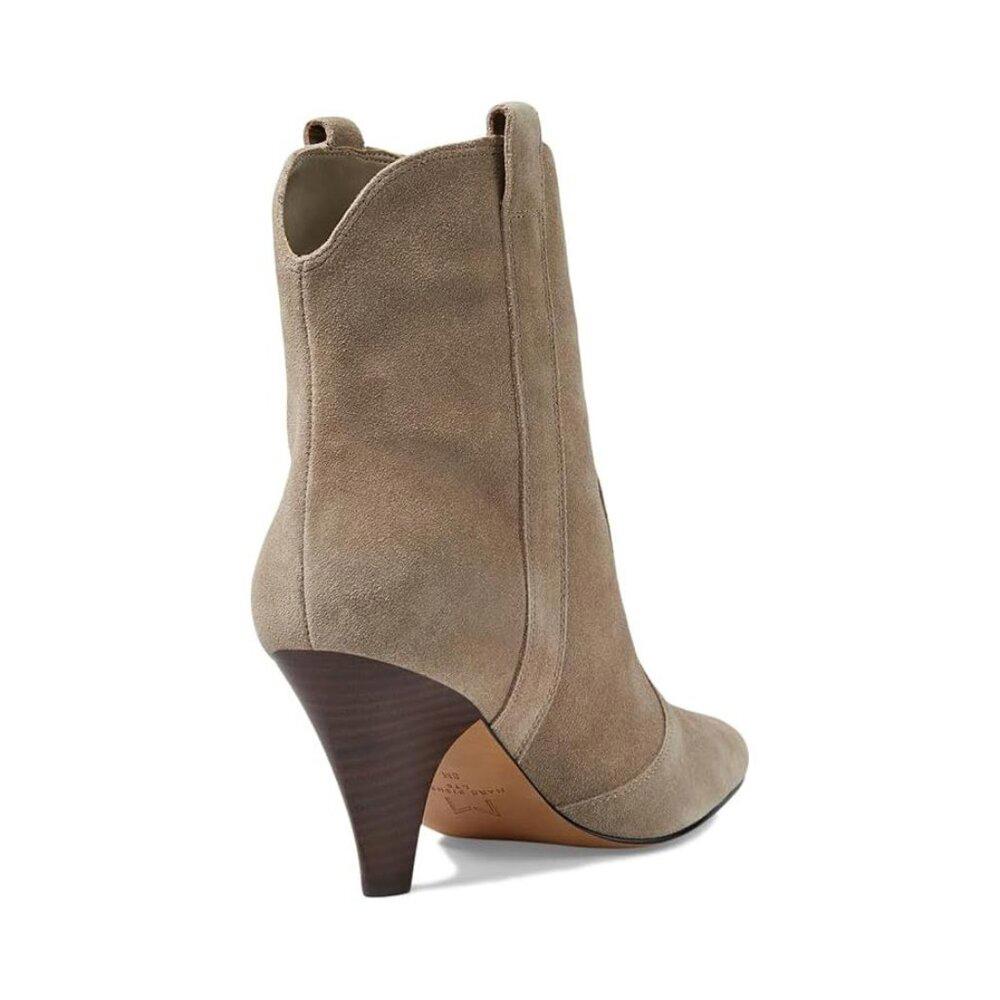 Carissa Medium Natural Suede Western Heeled Ankle Boots