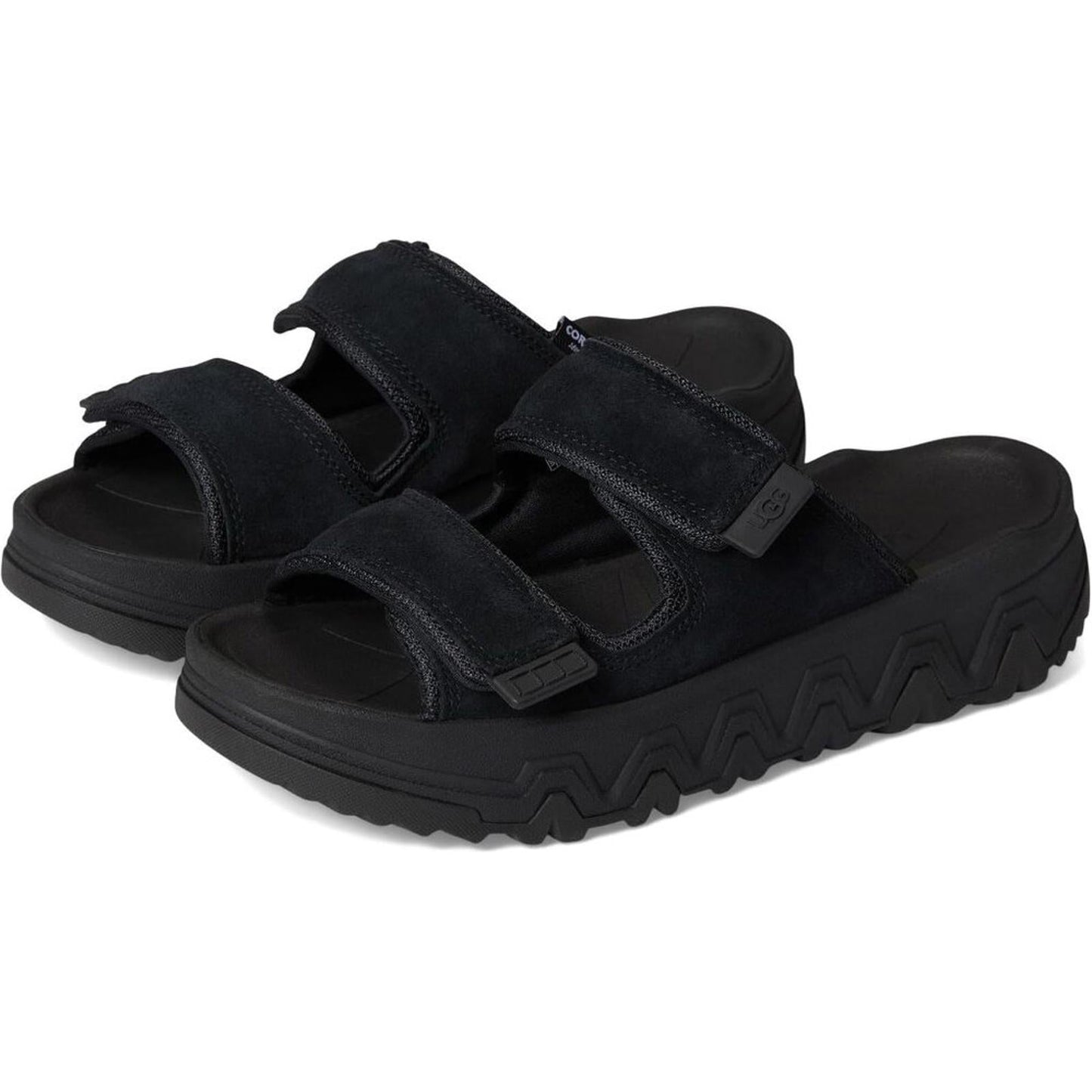 Cap Trail Black Leather Strap Slide Sandals