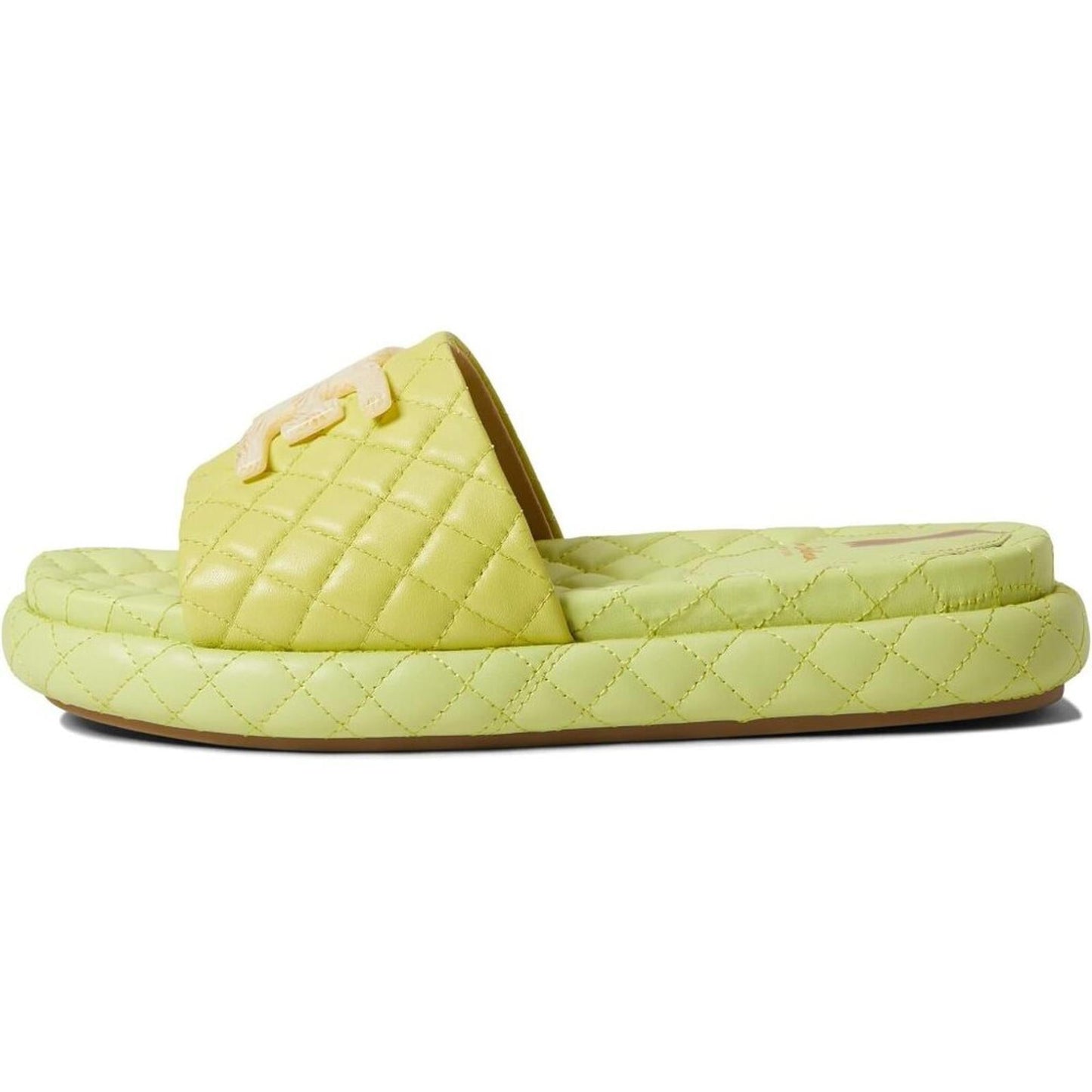 Karinda Kiwi Quilted Leather Slide Sandals