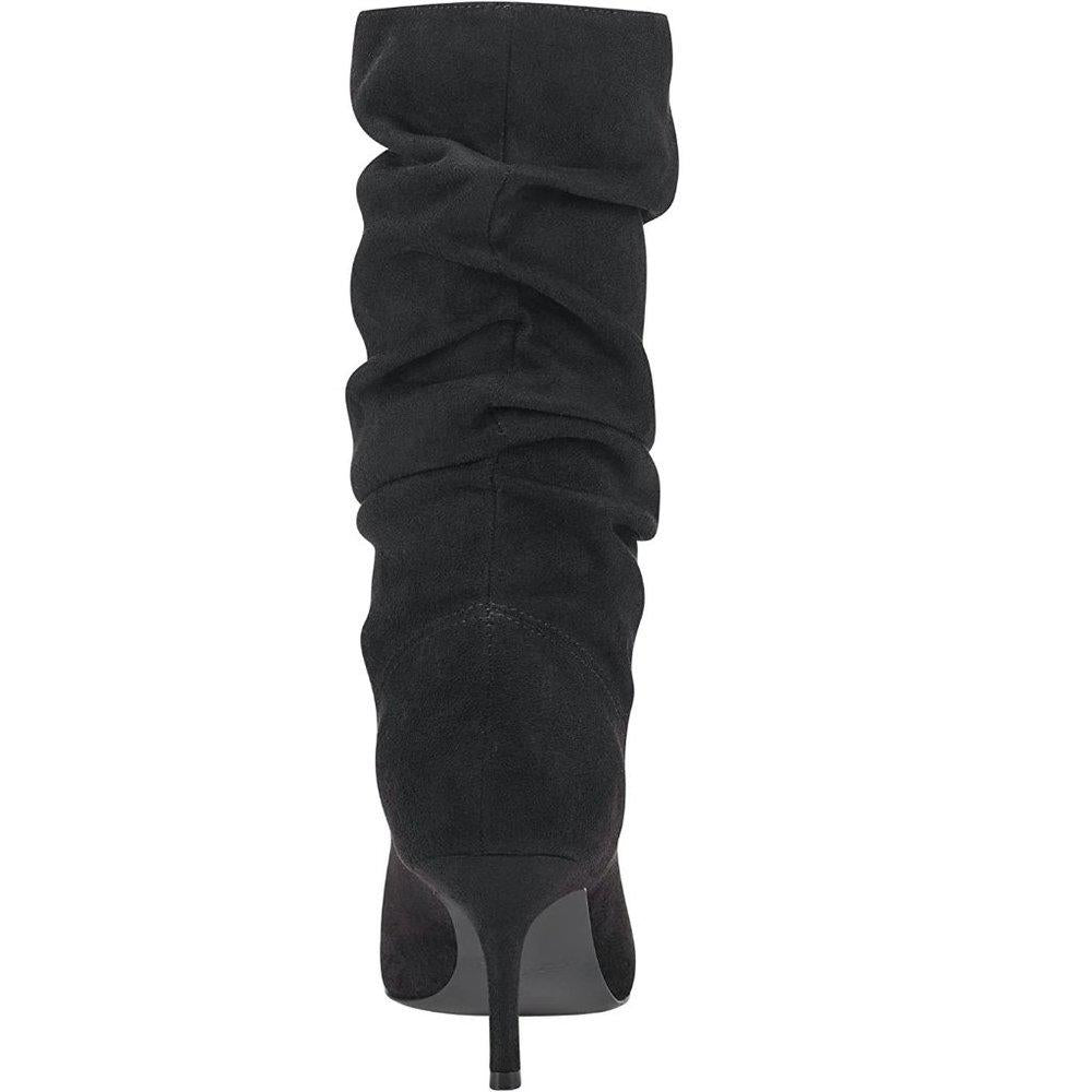 Manya Black Slouchy Heeled Booties