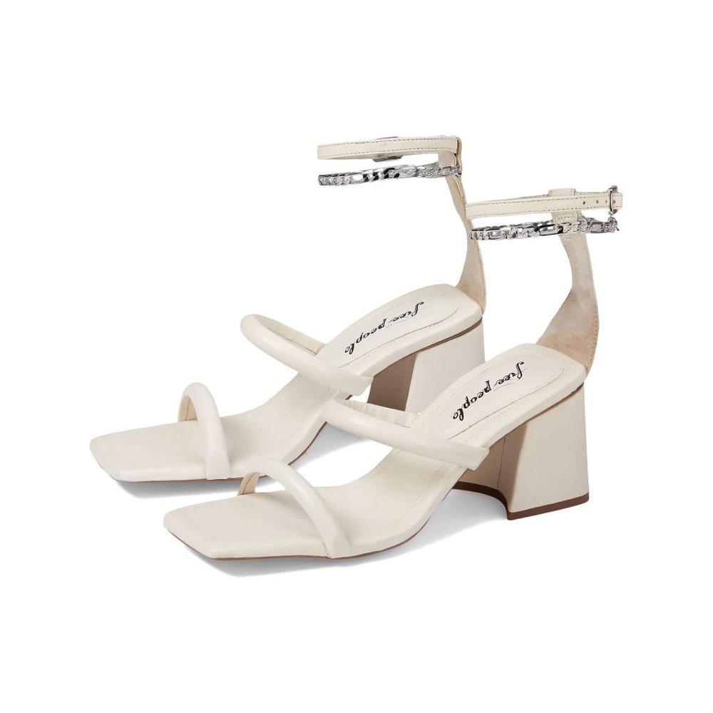 Free People Sandals Parker White Chain Heels