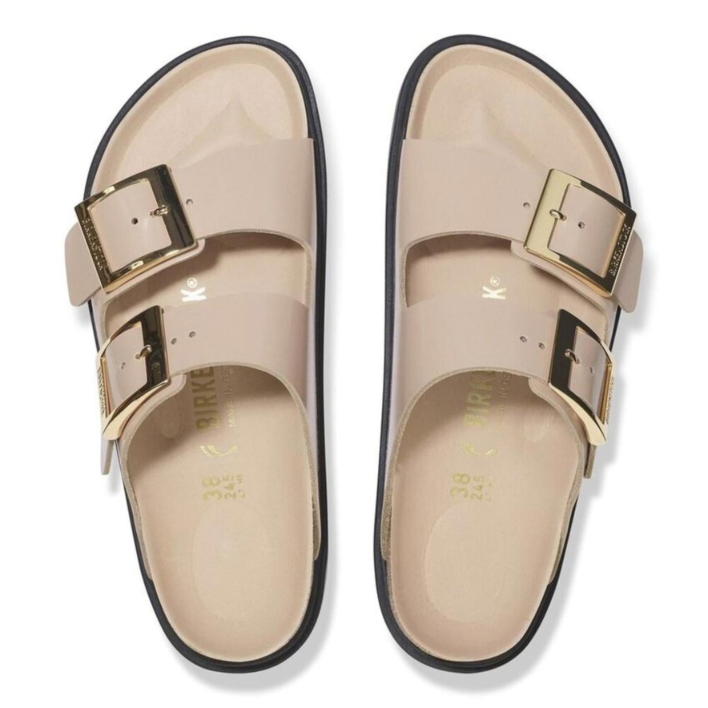 Arizona Droplet Buckle High Shine New Beige Sandals