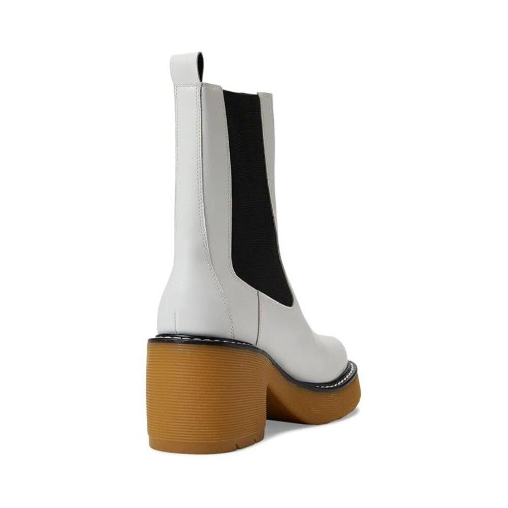 Fredy White Leather Heeled Chelsea Boots