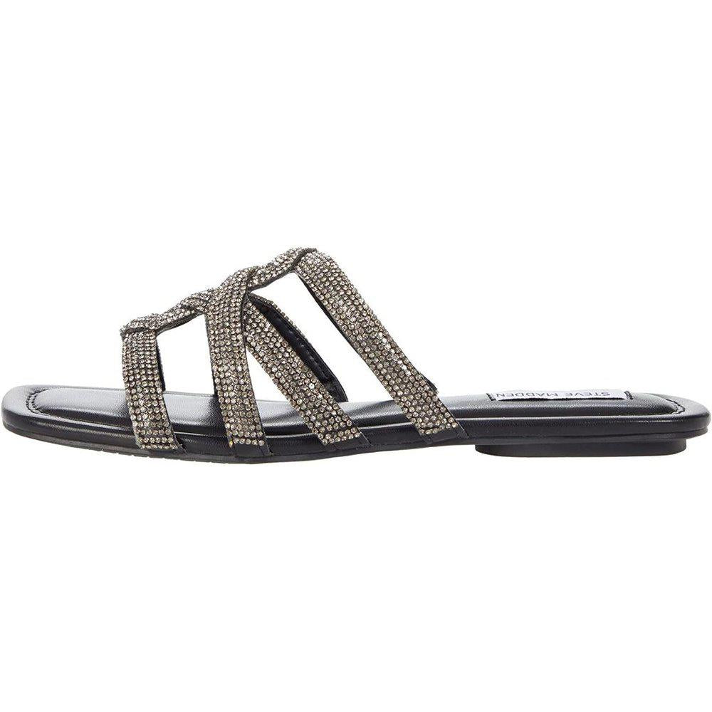 Alexxy Black Embellished Flat Sandals
