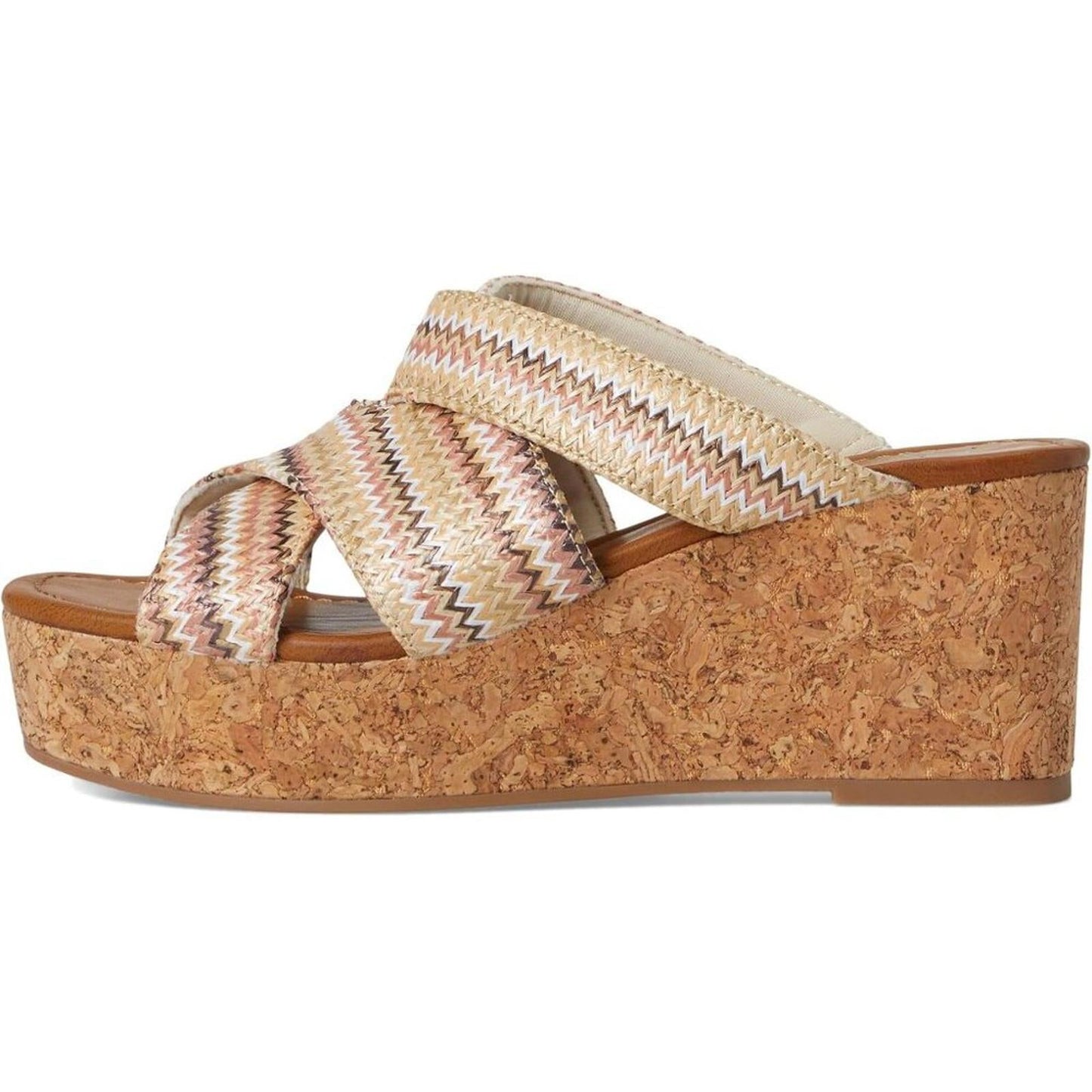 Abi Multi Zigzag Faux Raffia Wedge Sandals