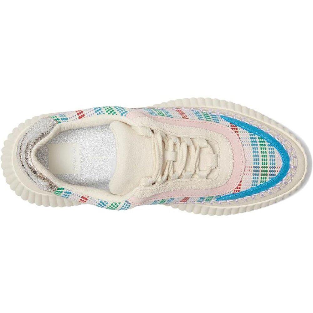 Dolen Blue Multi Textile Leather Lace Up Sneaker