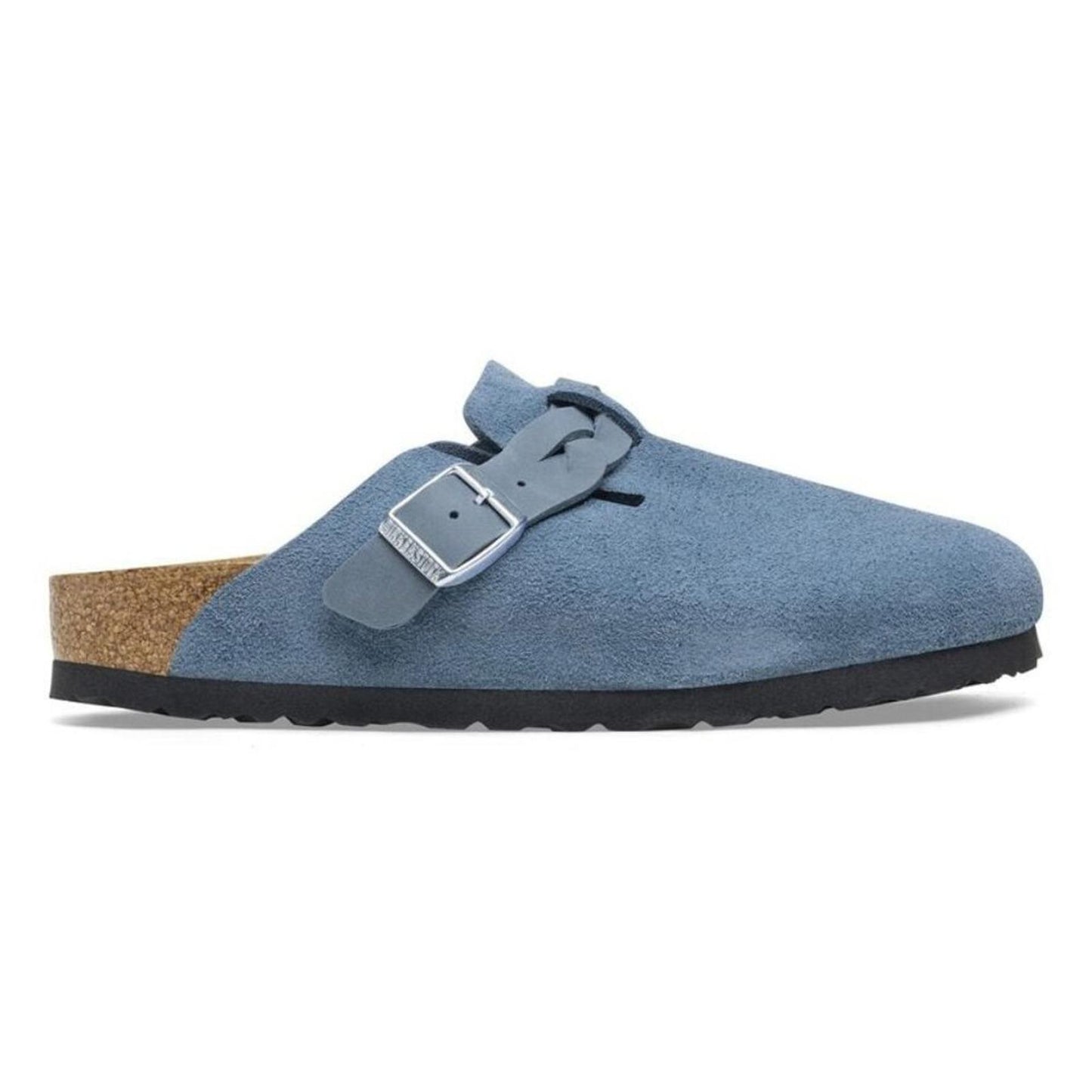 Boston Braided Elemental Blue Suede Leather Clogs
