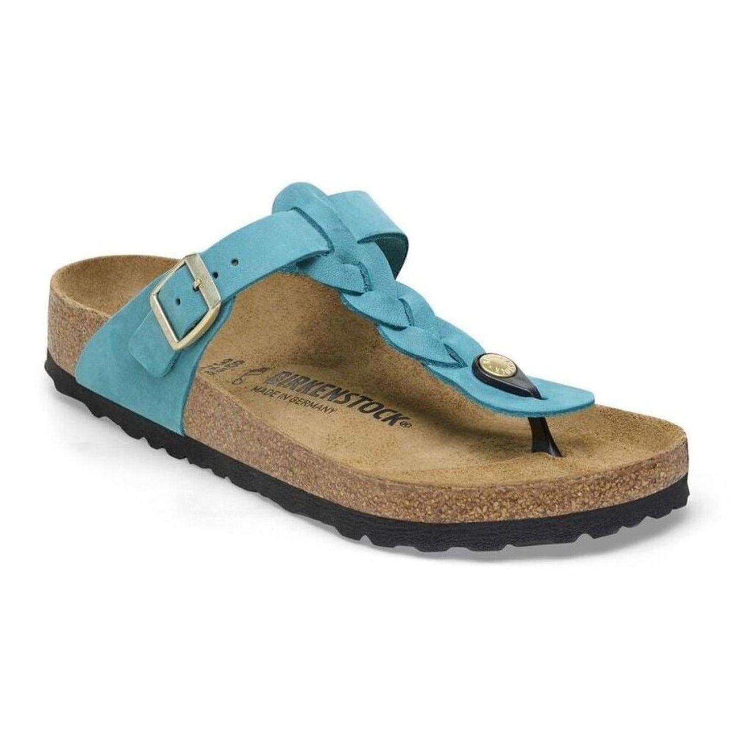 Gizeh Biscay Bay Blue Braided Oiled Leather Sandals