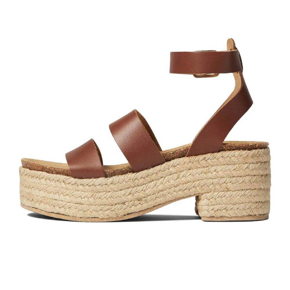 Kelton Brown Leather Platform Sandals