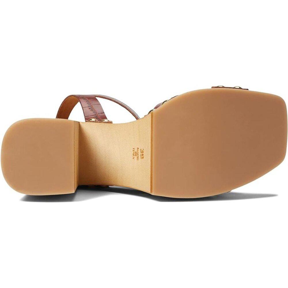Free People Sandals Mallory Brown Leather Clog Heels