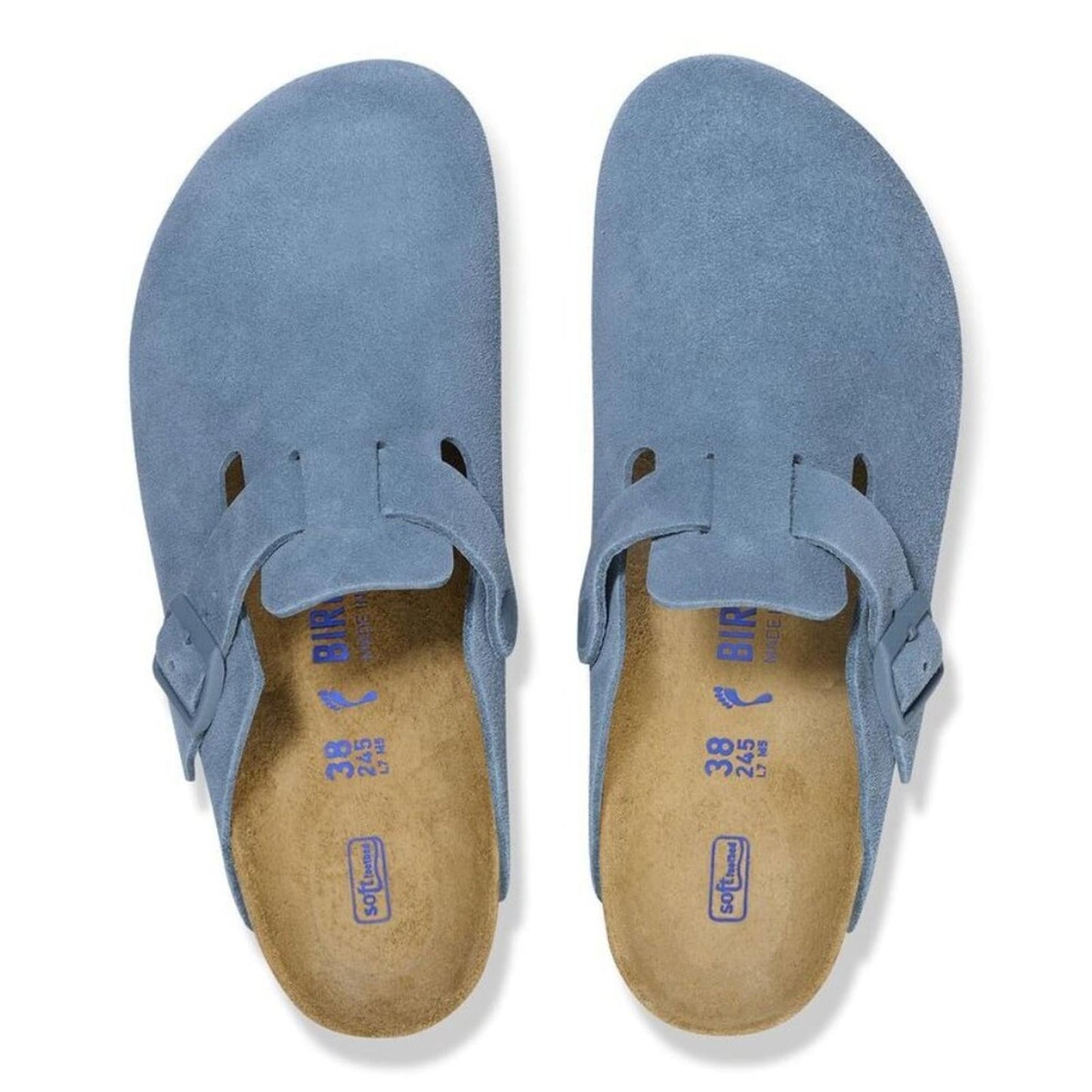 Boston Elemental Blue Suede Leather Soft Footbed Clogs
