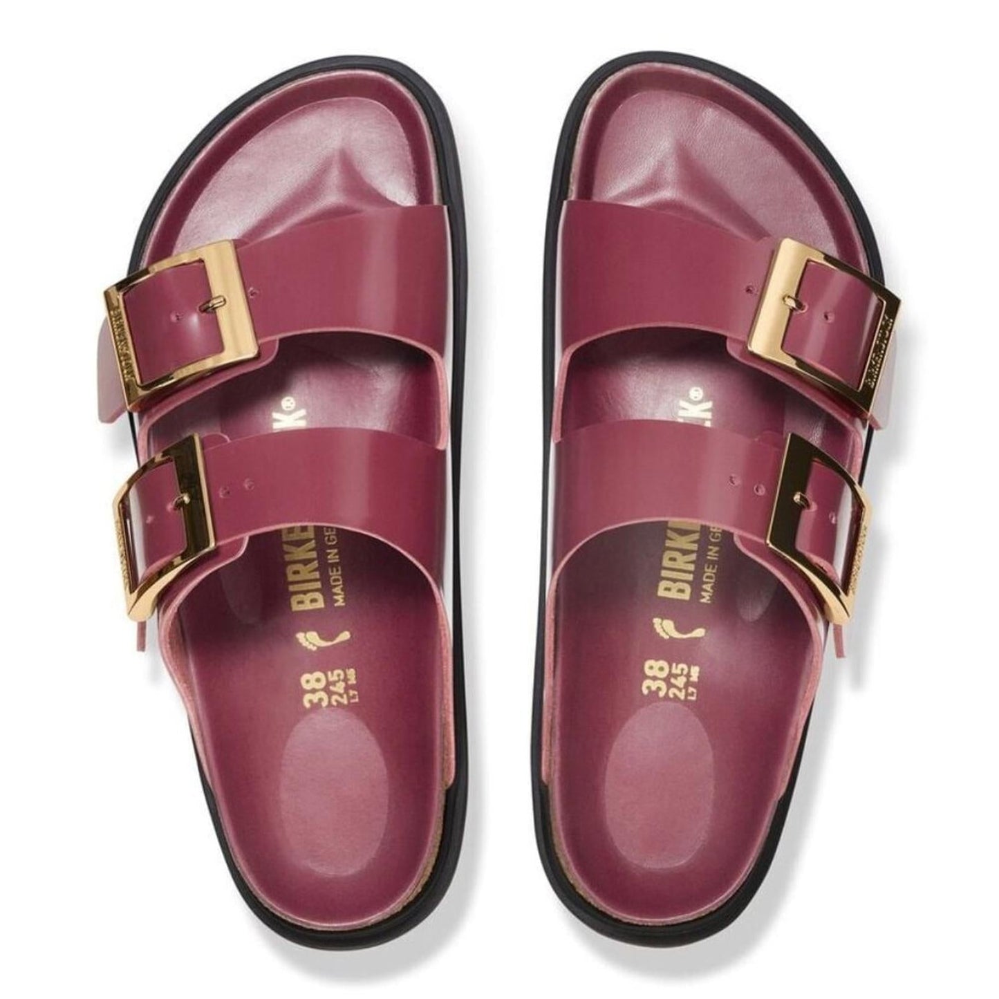 Arizona Droplet Buckle Zinfandel High Shine Sandals