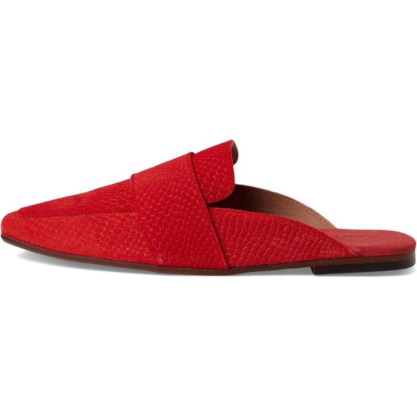 At Ease Red Suede Embossed Flat Loafers