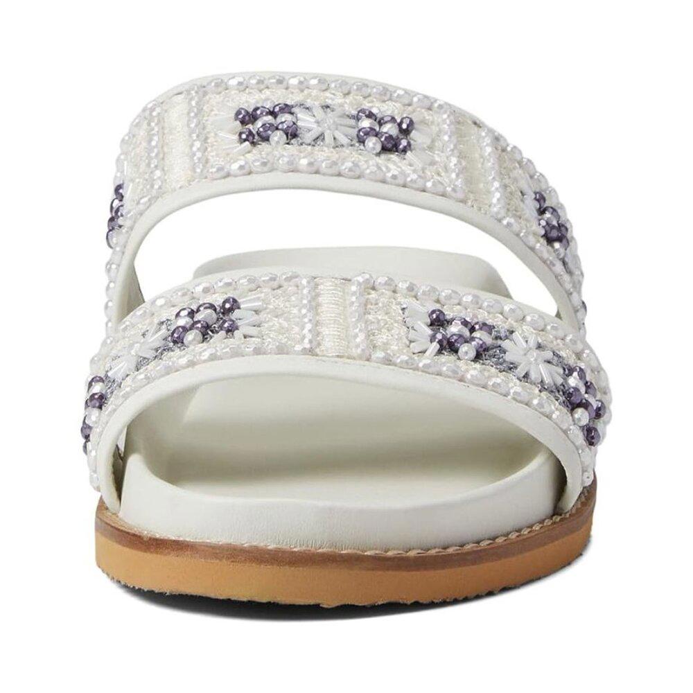 Otto White Leather Embellished Sandals