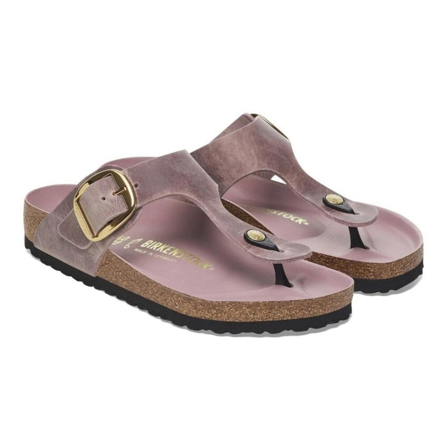 Gizeh Big Buckle Lavender Oiled Leather Sandals