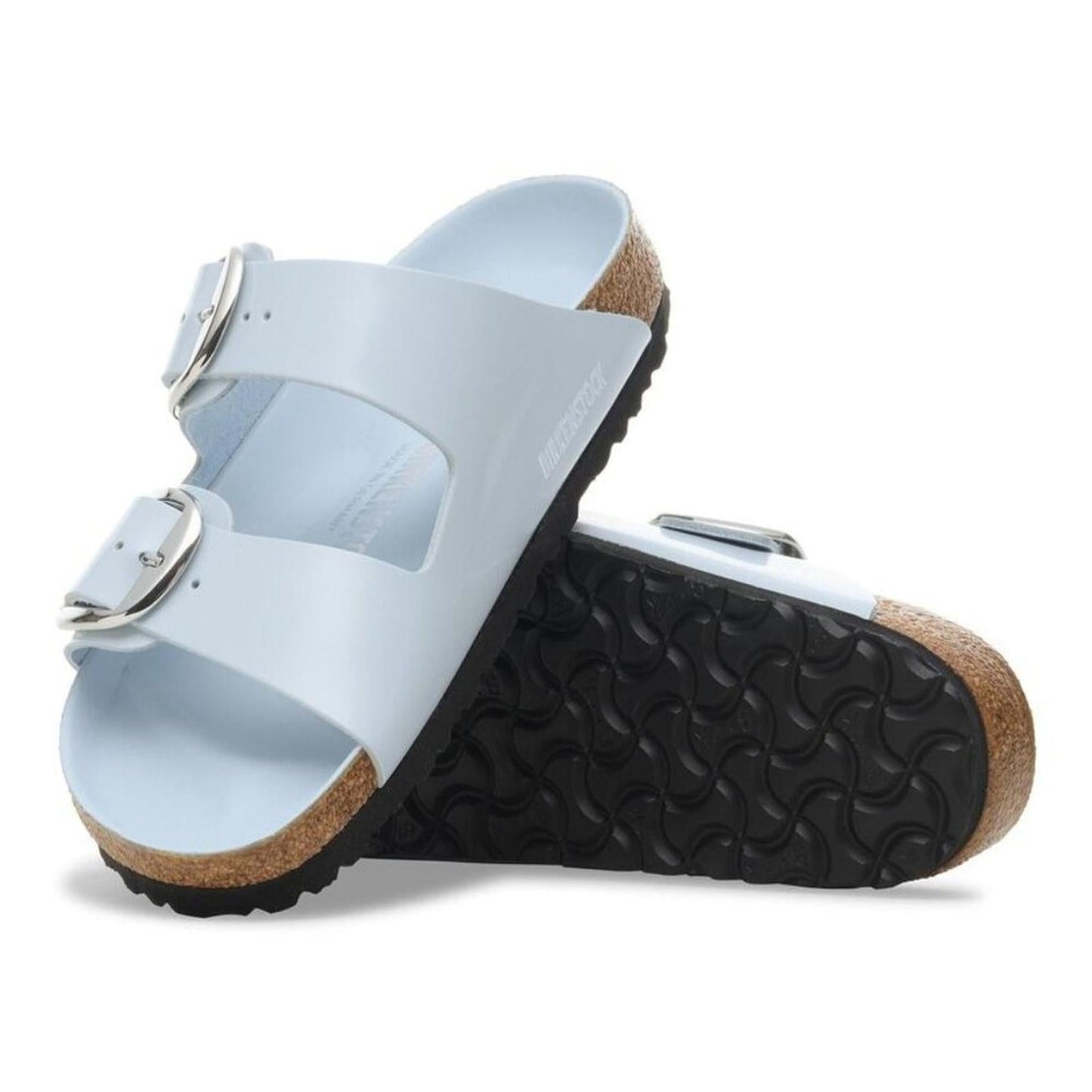 Arizona Big Buckle High Shine Baby Blue Sandals