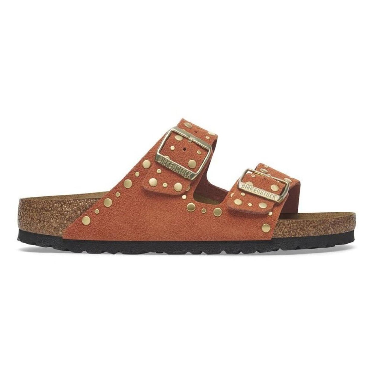 Arizona Rivets Dark Rust Suede Leather Sandals