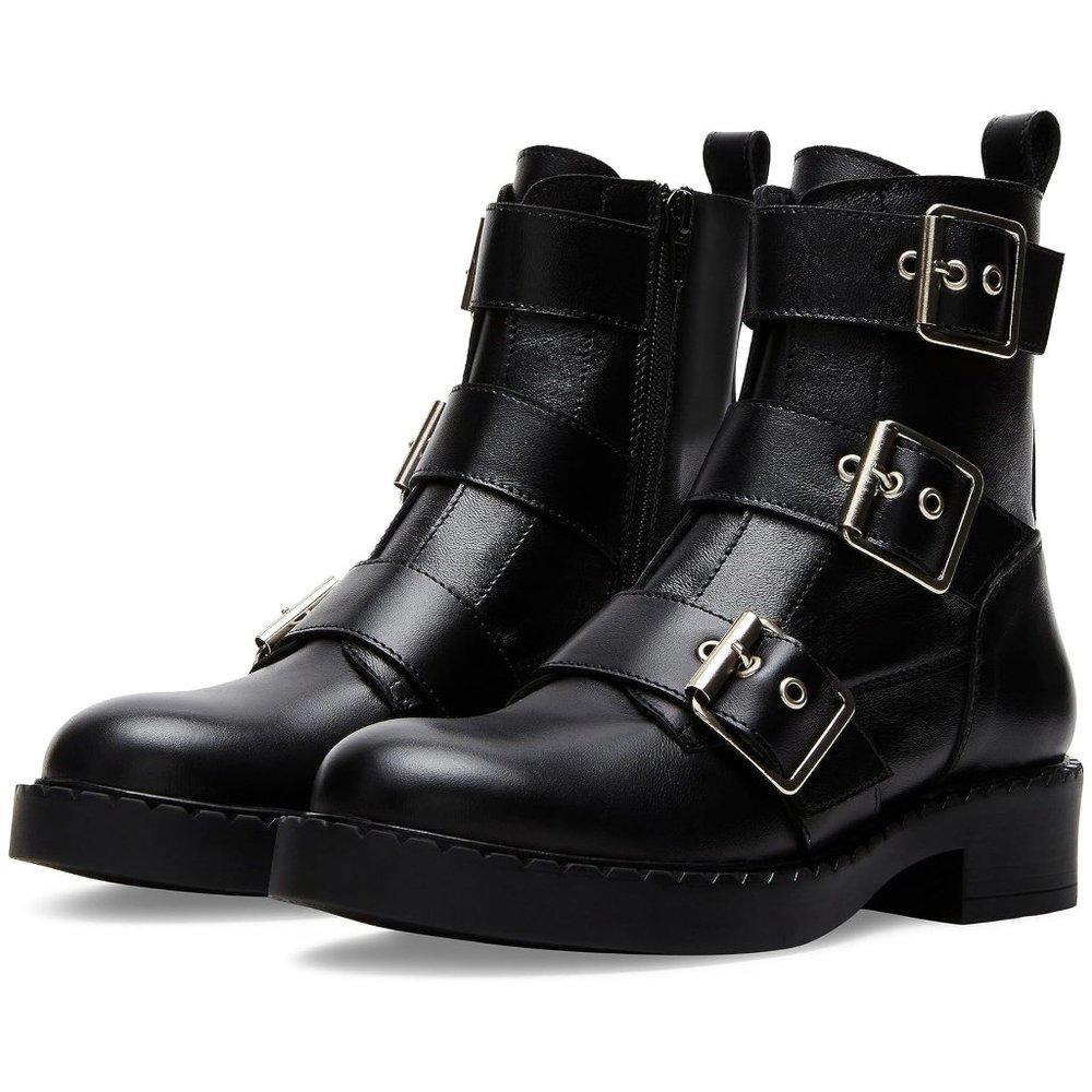 Aaron Black Leather Moto Boots