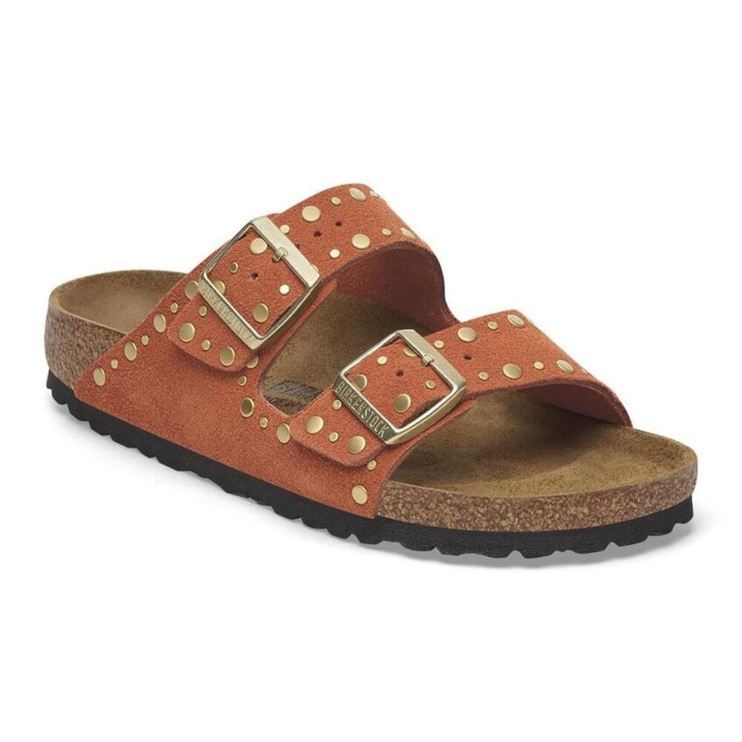 Arizona Rivets Dark Rust Suede Leather Sandals