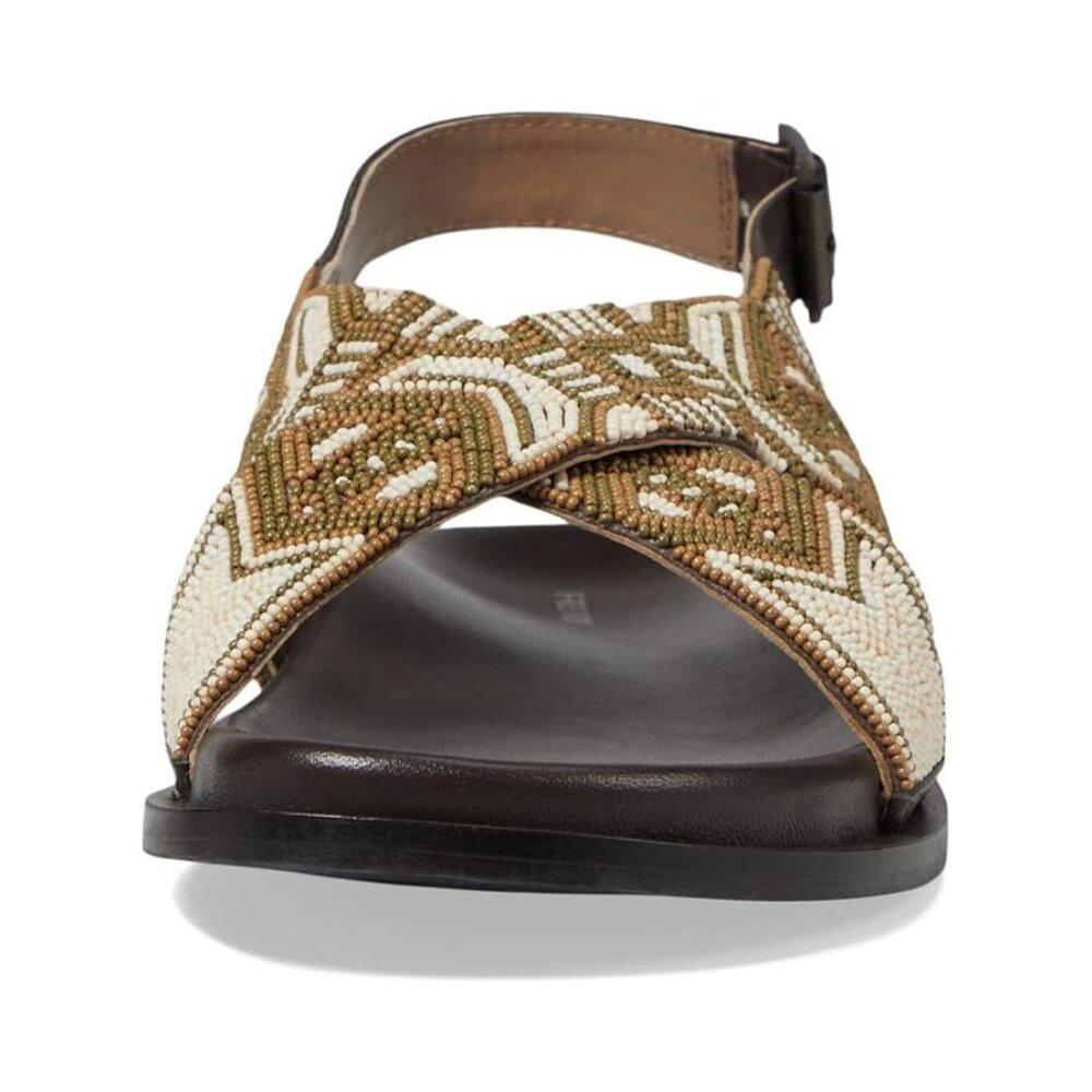 Free People Sandals Mali Taupe Multi Beaded Flats