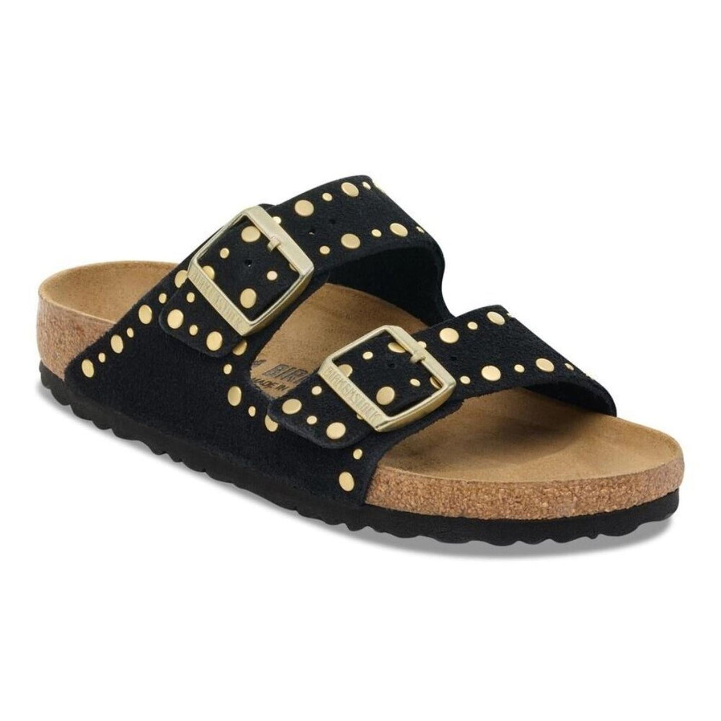 Arizona Rivets Black Suede Leather Sandals