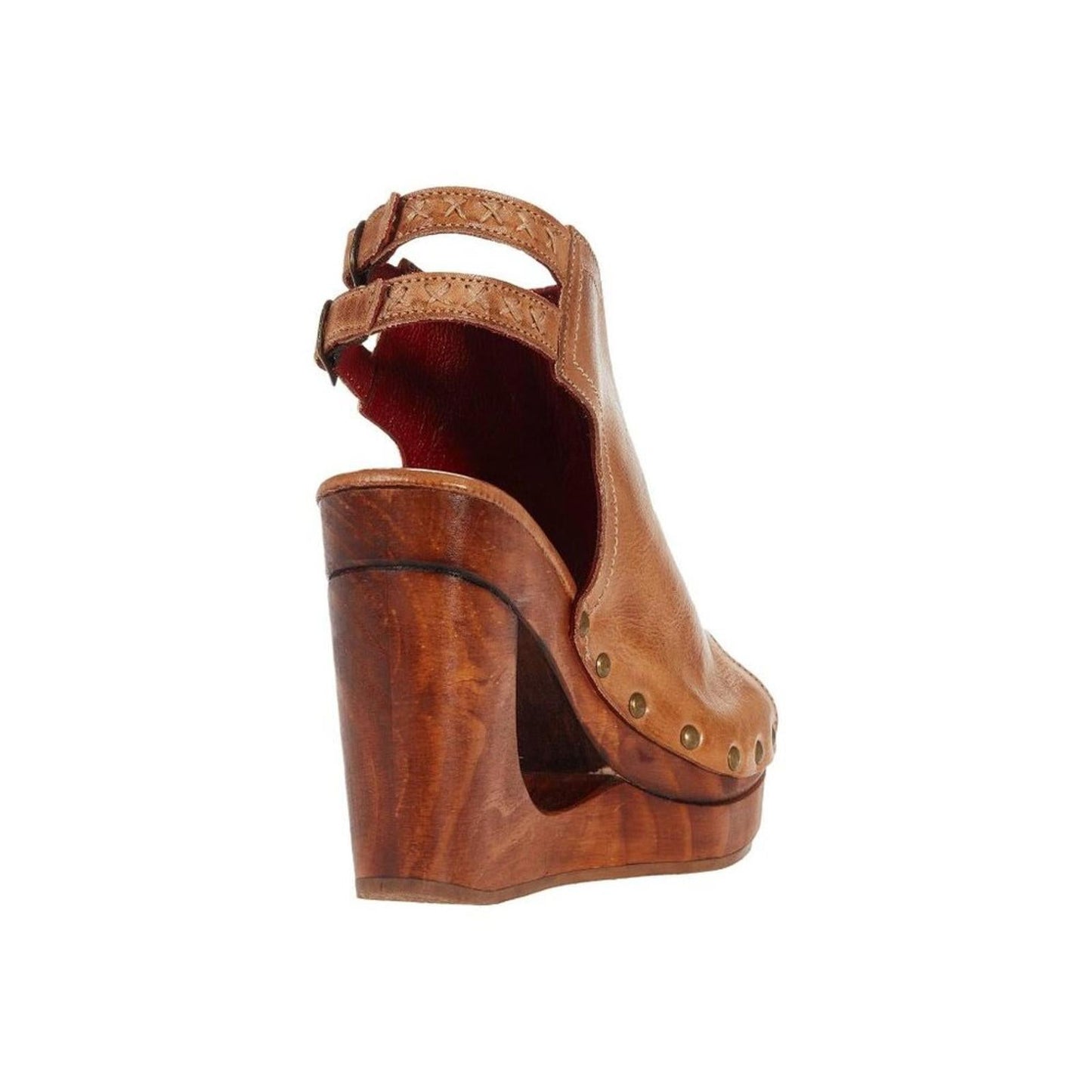 Imenlda Tan Rustic Leather Wedge Sandals