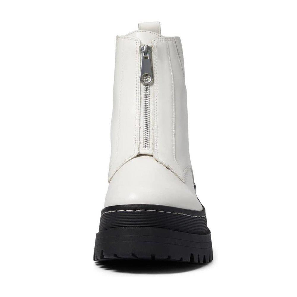 Prisco Ivory Leather Zip Boots
