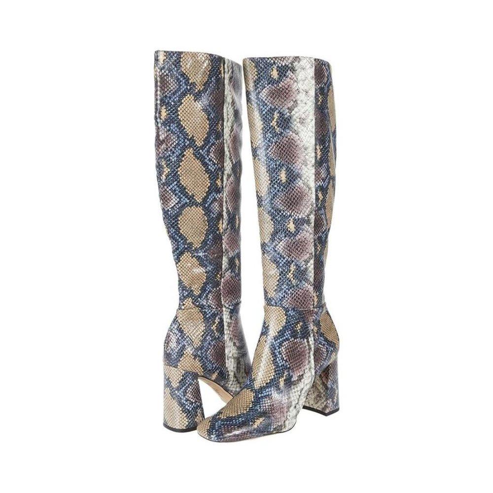 Clarem Smokey Blue Snake Heeled Knee High Boot