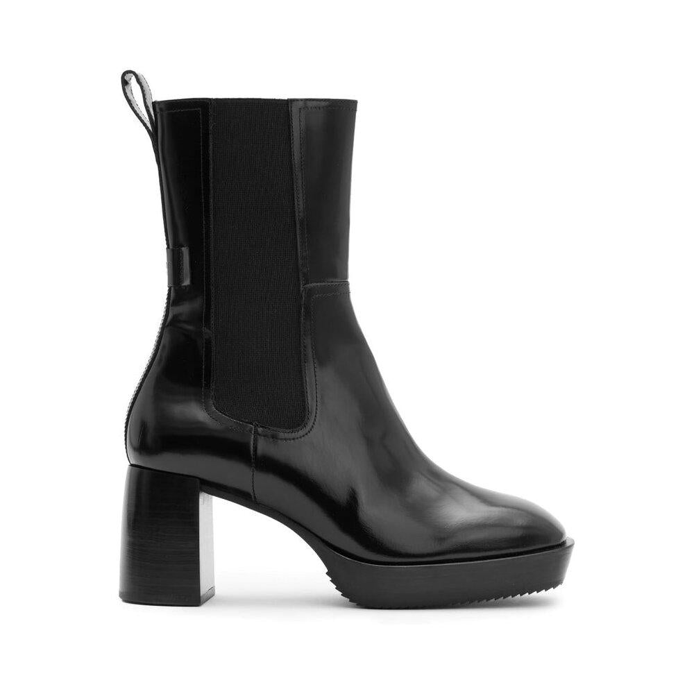 Lottie Black Patent Leather Heeled Ankle Boots