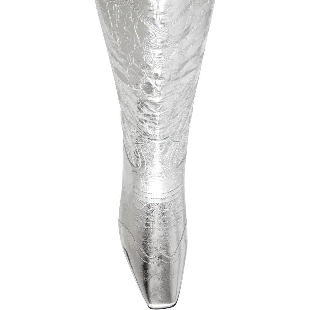 Dollie Silver Leather Western Cowboy Boots