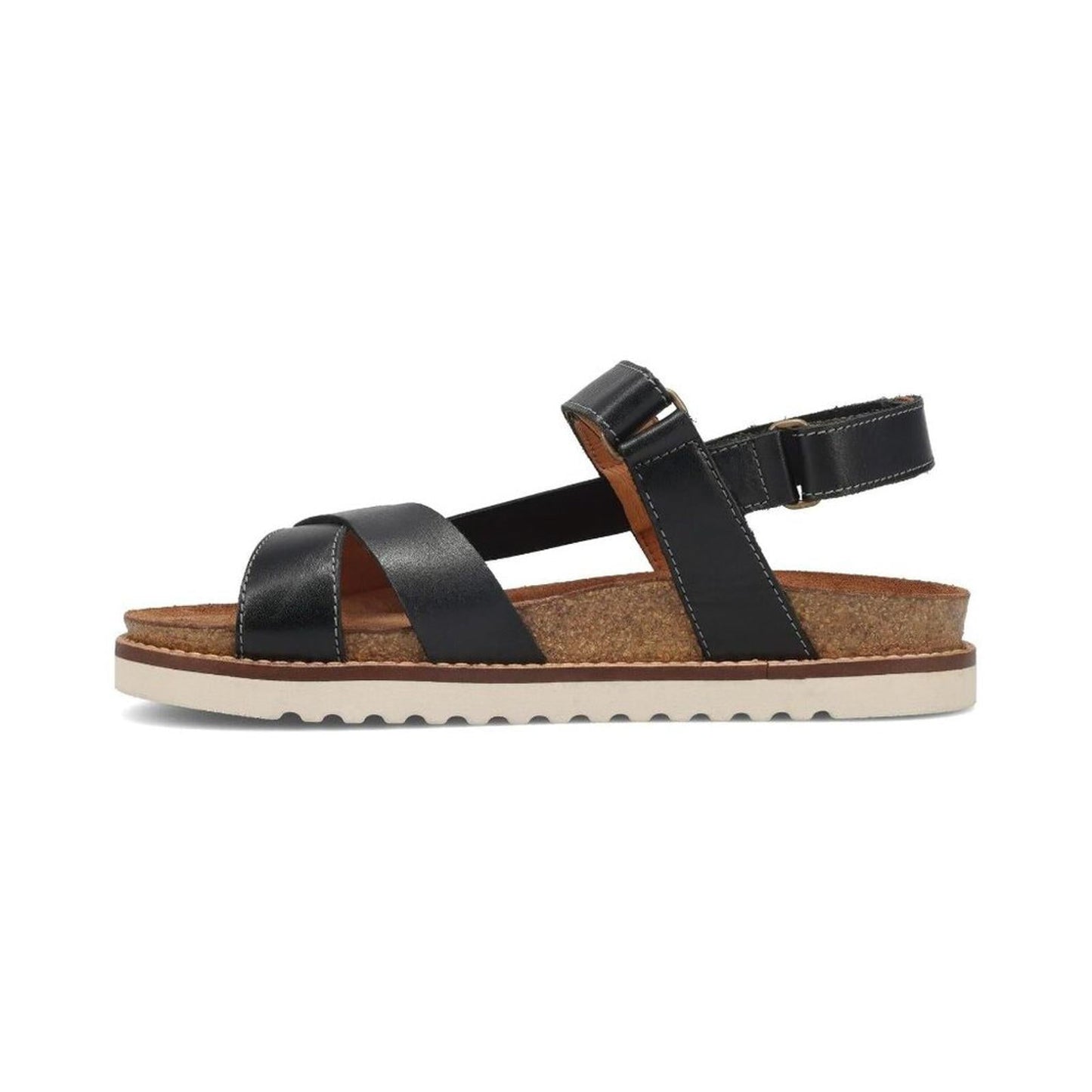 Sideways Black Leather Sandals