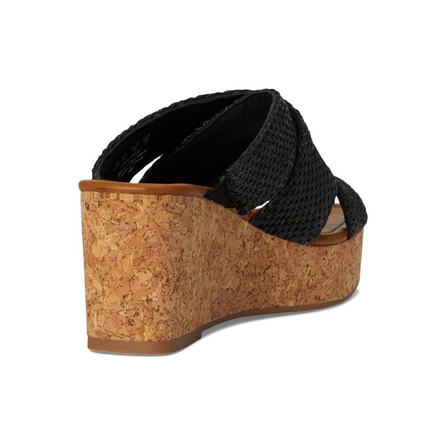 Abi Black Faux Raffia Wedge Sandals