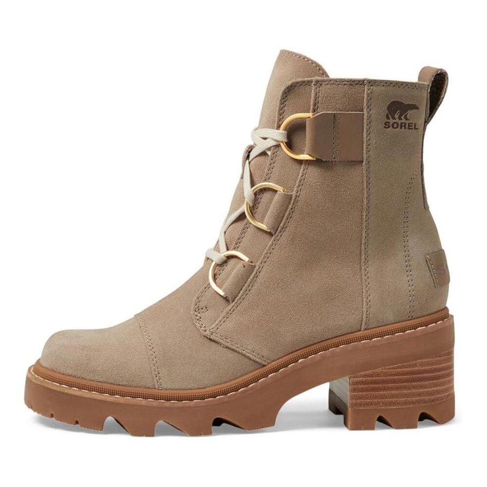 Joan Now Omega Taupe Leather Lace Up Ankle Boots
