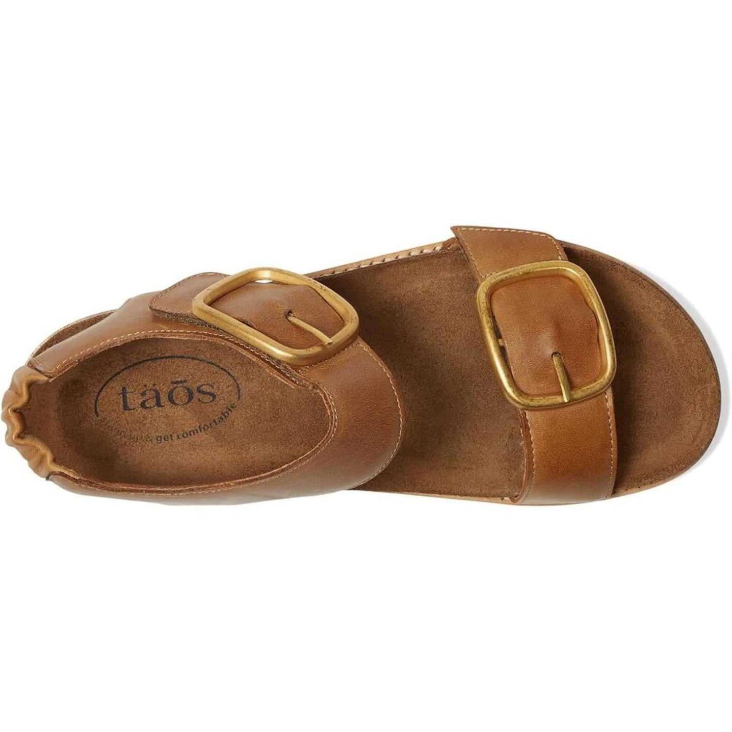 On The Double Caramel Leather Buckle Sandals