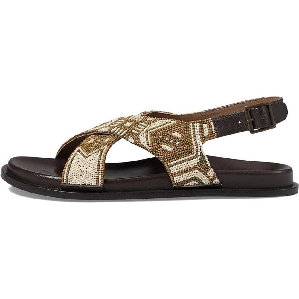 Free People Sandals Mali Taupe Multi Beaded Flats