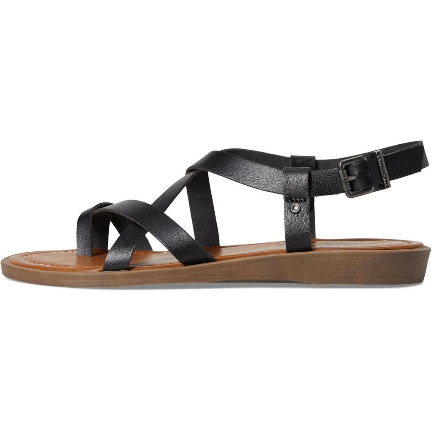 Devin Black Faux Leather Strappy Sandals