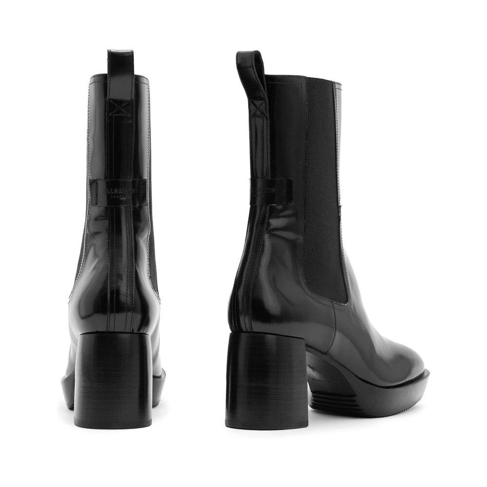 Lottie Black Patent Leather Heeled Ankle Boots
