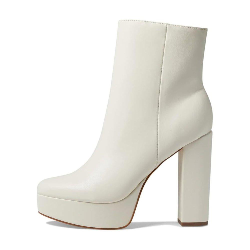Rublia Cream Leather Heeled Ankle Booties