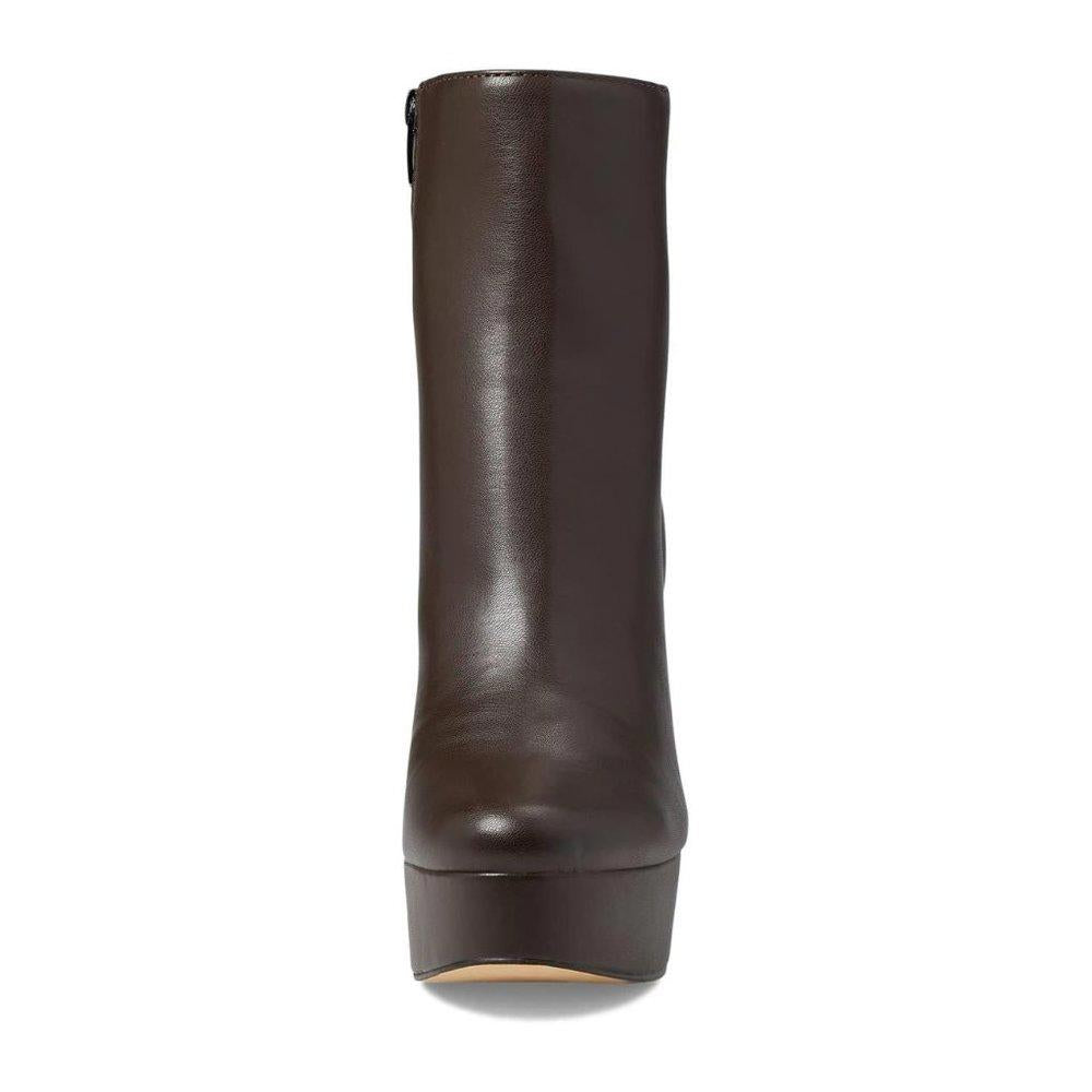Rublia Brown Leather Heeled Ankle Booties