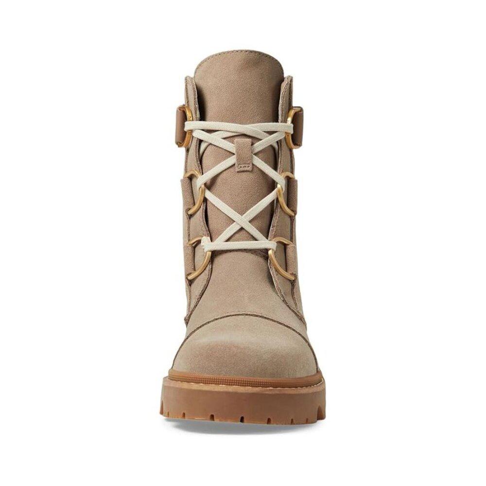 Joan Now Omega Taupe Leather Lace Up Ankle Boots