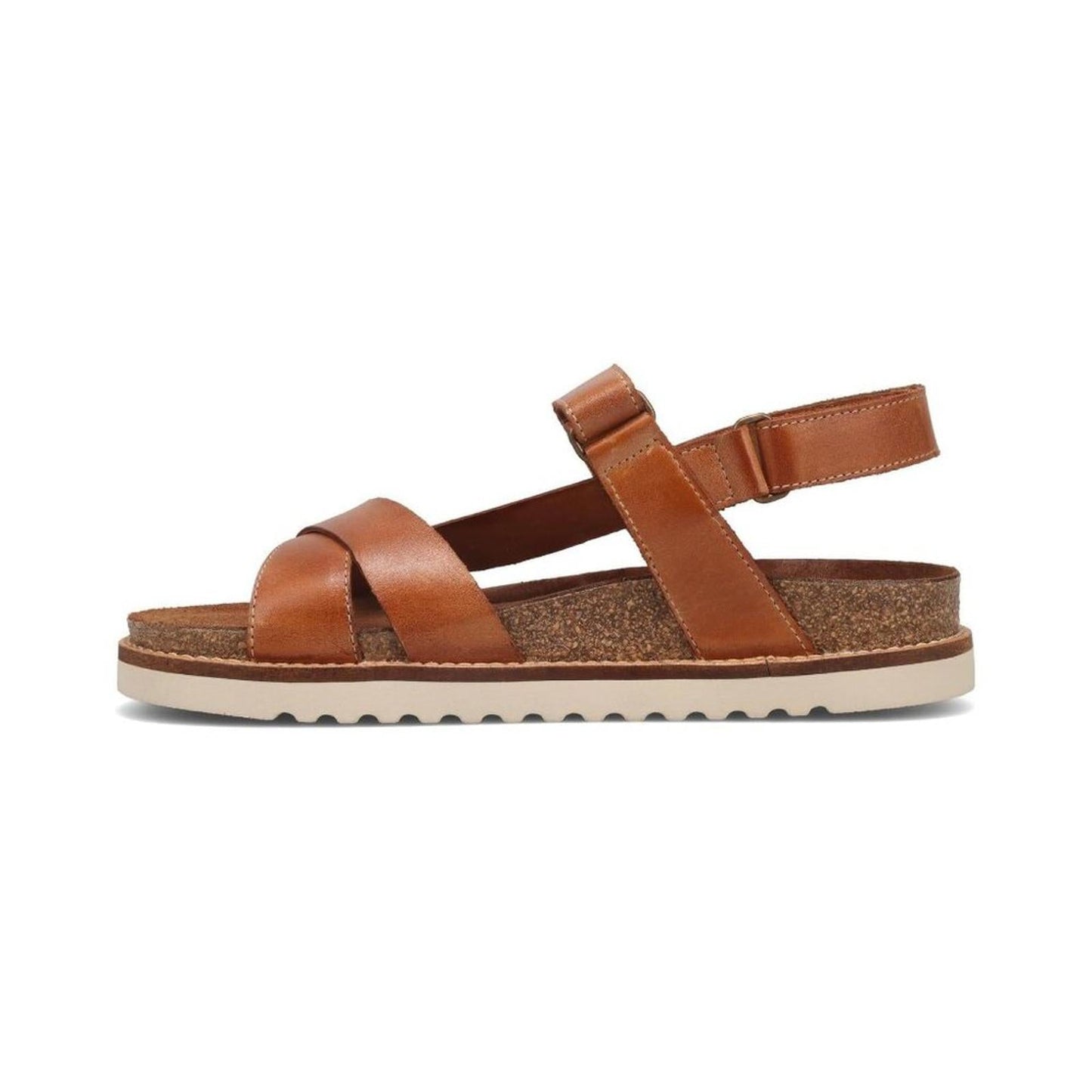 Sideways Caramel Leather Sandals