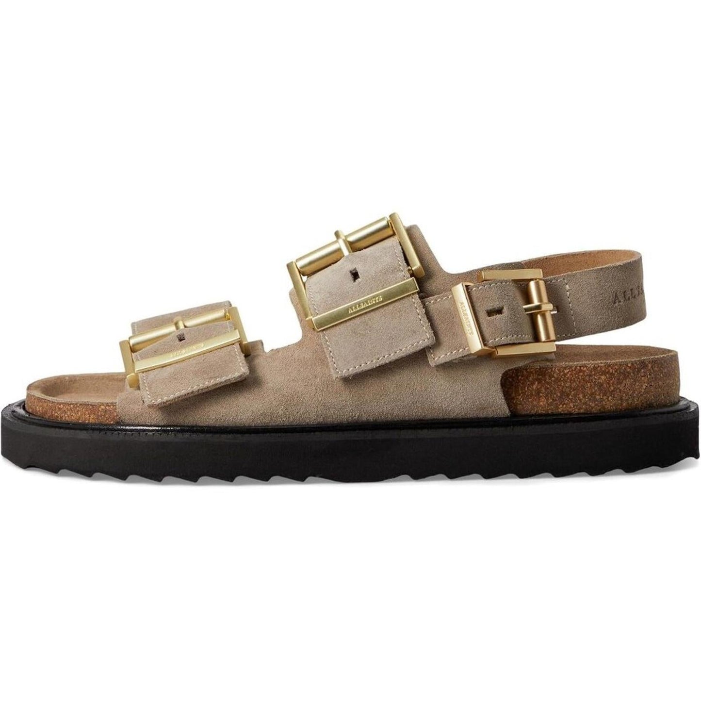 Isla Sand Brown Suede Buckle Flat Sandals