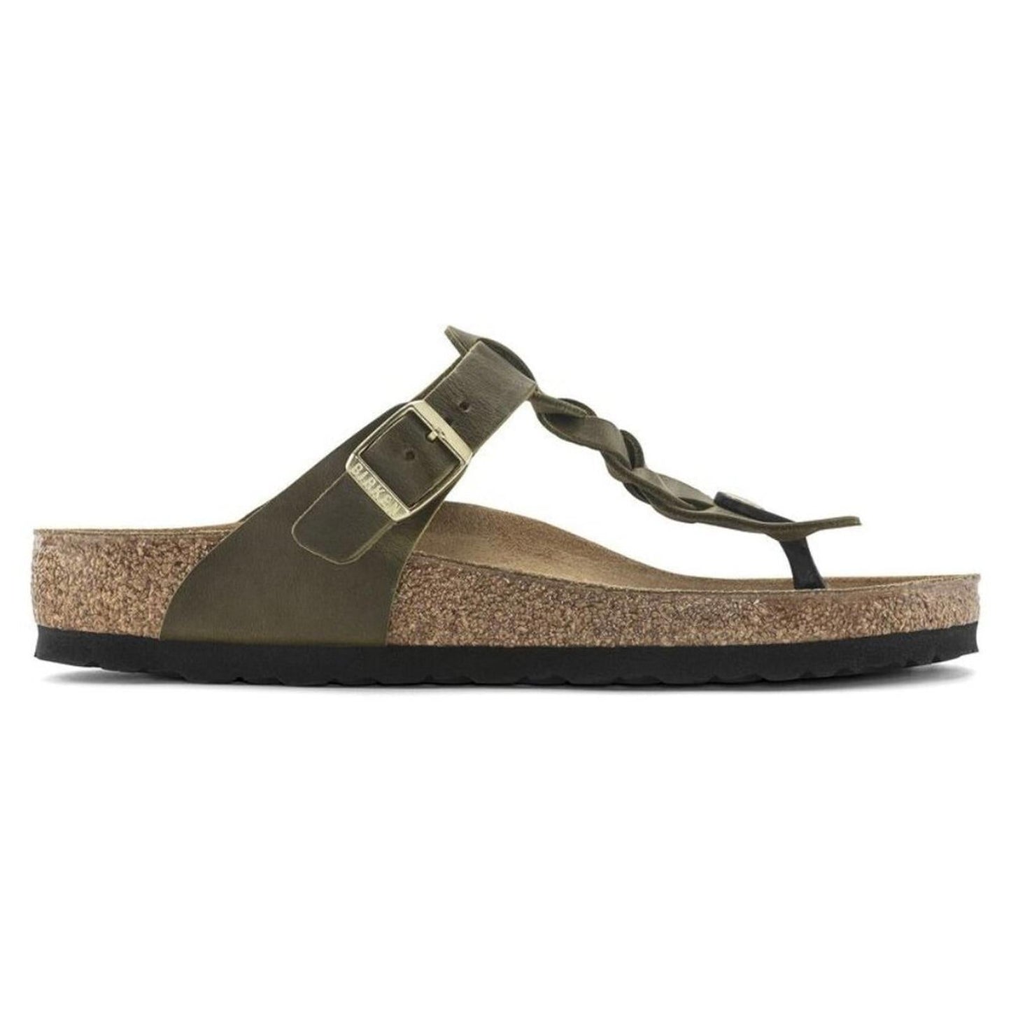 Gizeh Braided Olive Green Oiled Leather Sandals