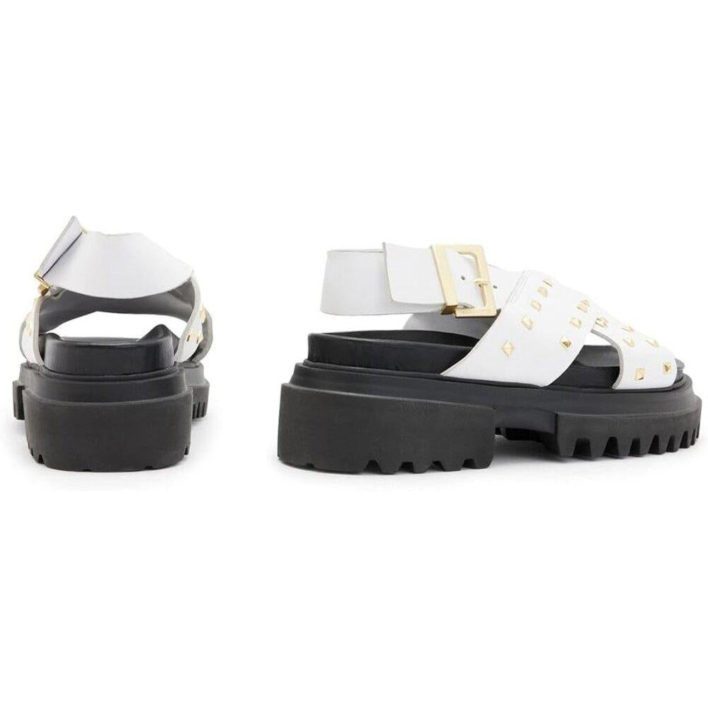Cosmo White Chalk Studded Buckle Shoes