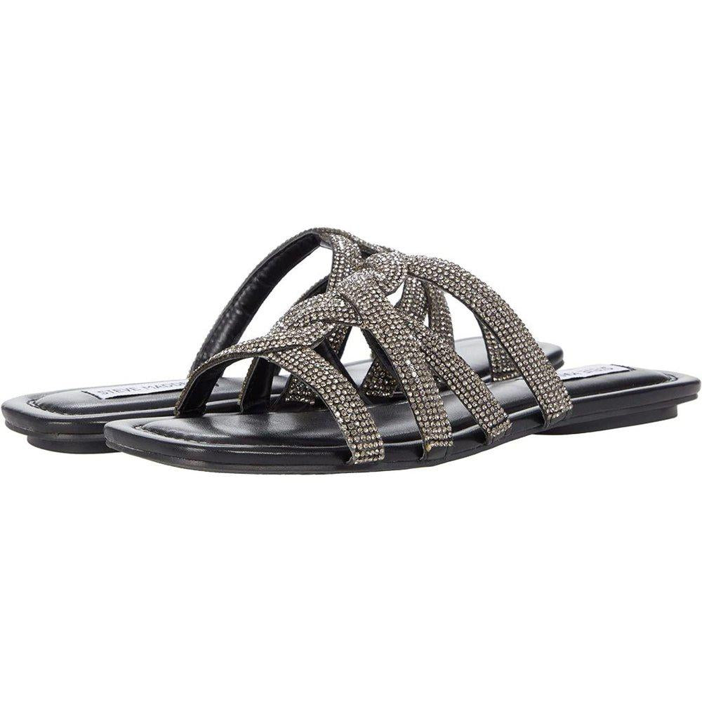 Alexxy Black Embellished Flat Sandals