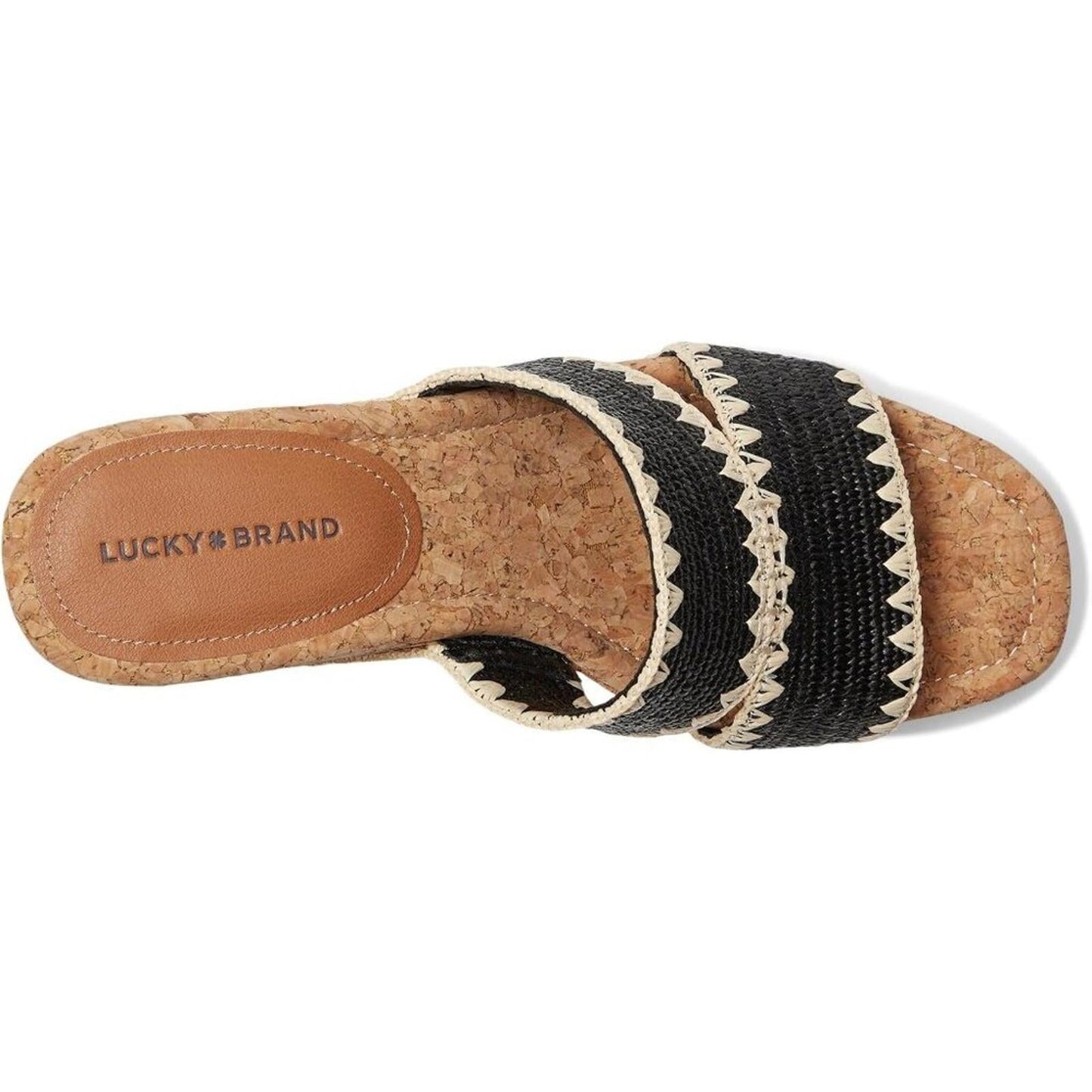 Vickta Black Woven Band Cork Wedge Sandals