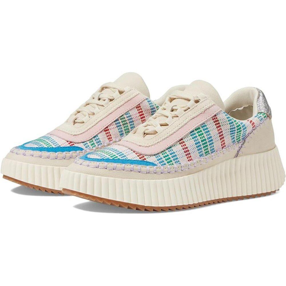 Dolen Blue Multi Textile Leather Lace Up Sneaker