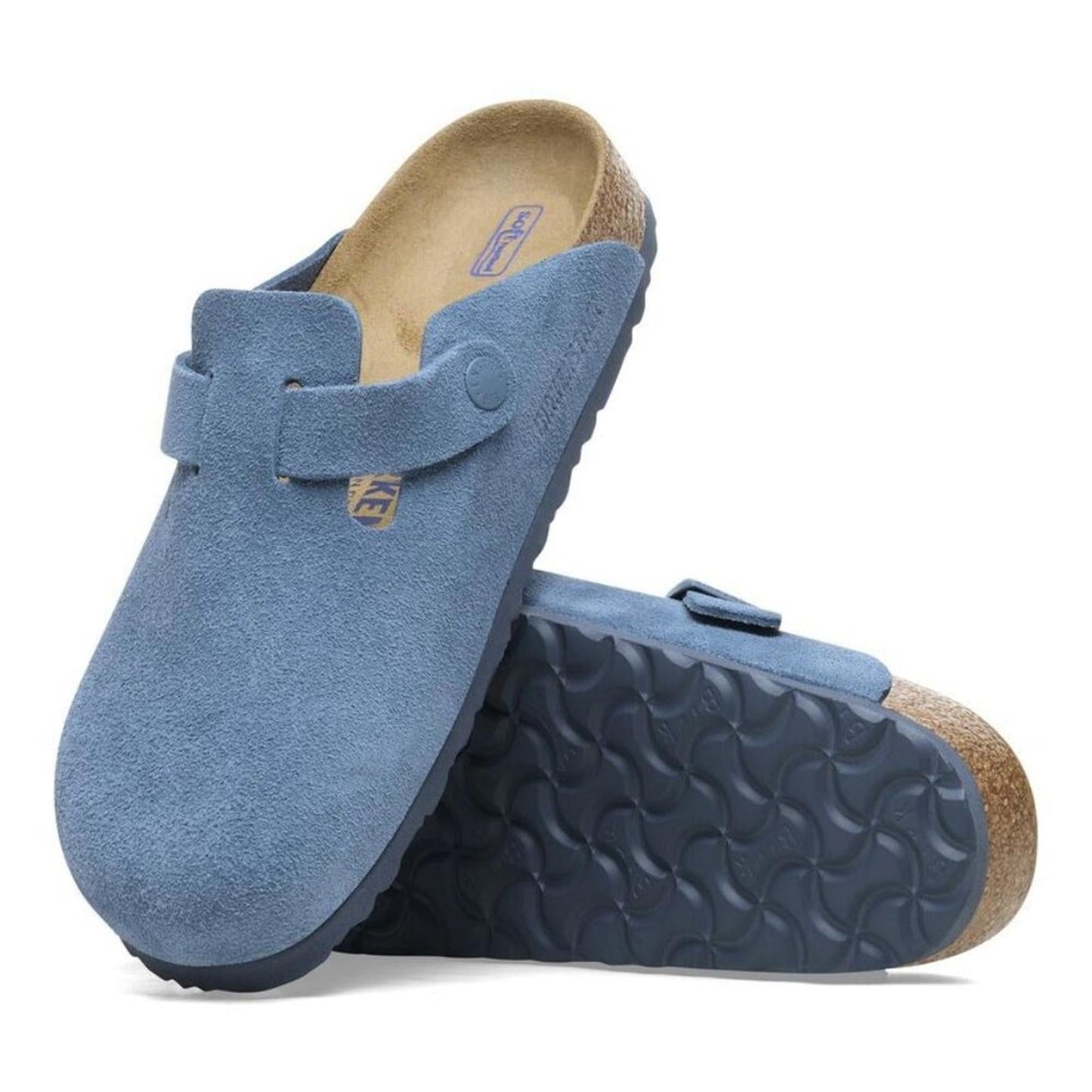Boston Elemental Blue Suede Leather Soft Footbed Clogs