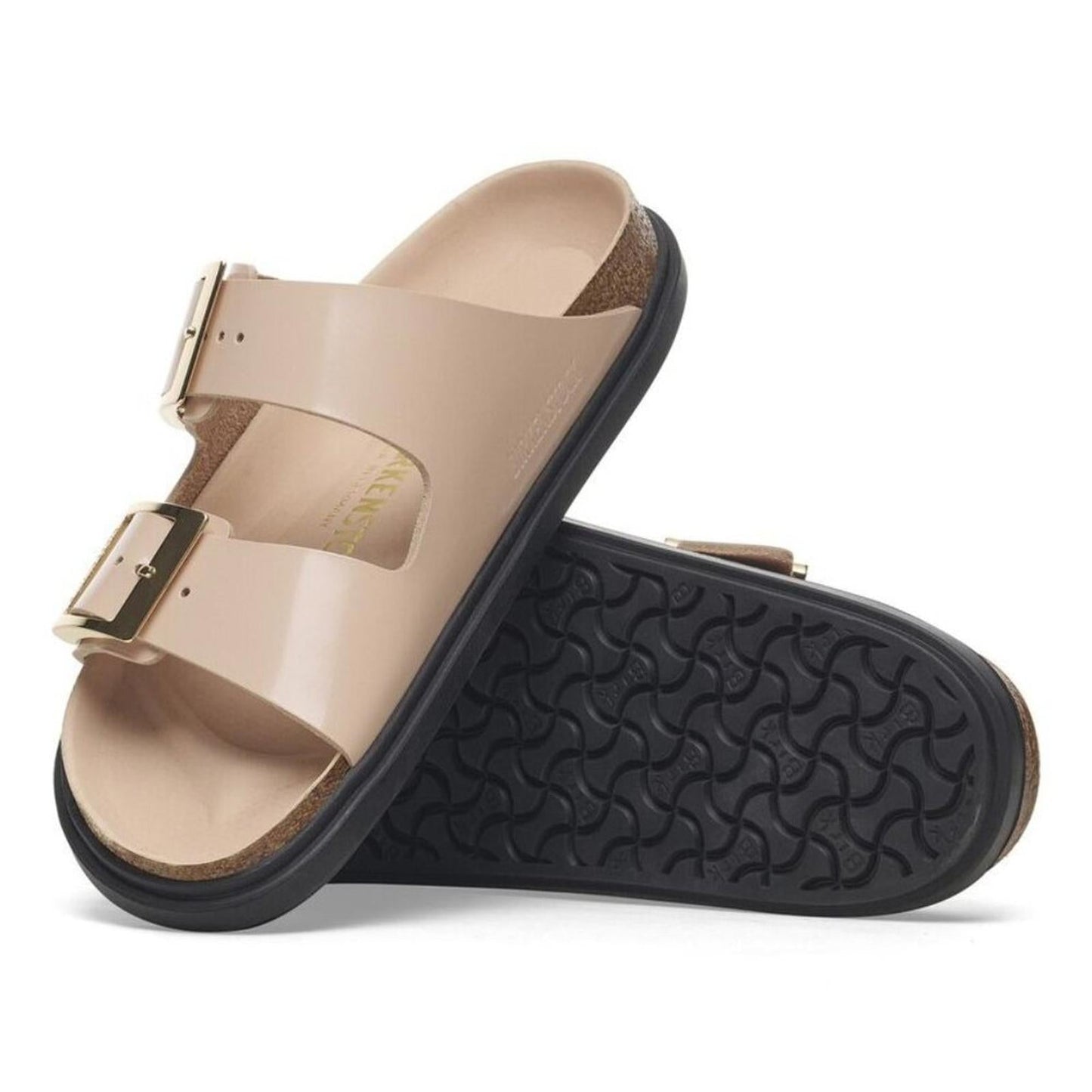 Arizona Droplet Buckle High Shine New Beige Sandals