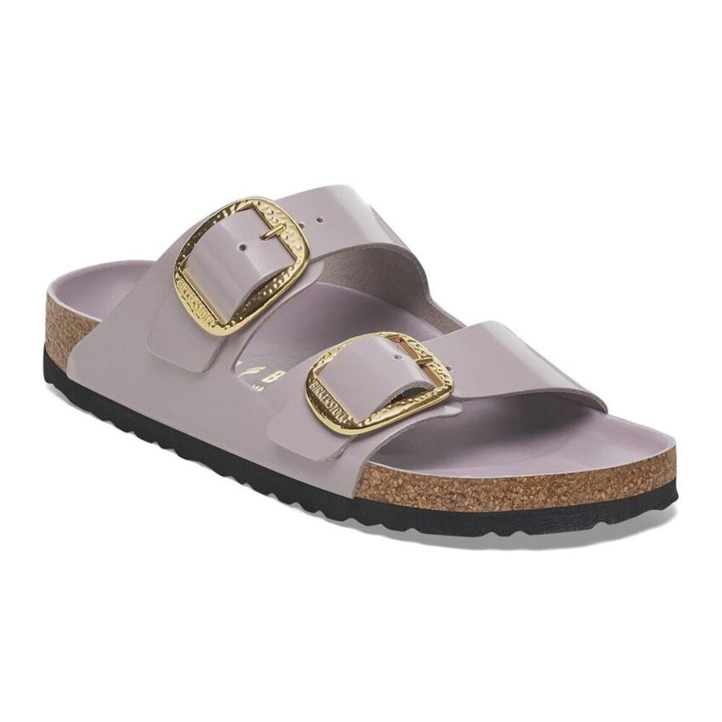 Arizona Hammered Big Buckle High-Shine Faded Purple Sandals